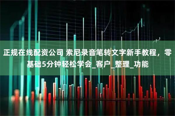 正规在线配资公司 索尼录音笔转文字新手教程，零基础5分钟轻松学会_客户_整理_功能