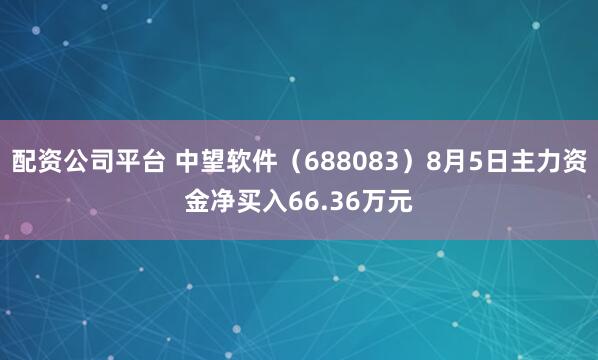 配资公司平台 中望软件（688083）8月5日主力资金净买入66.36万元